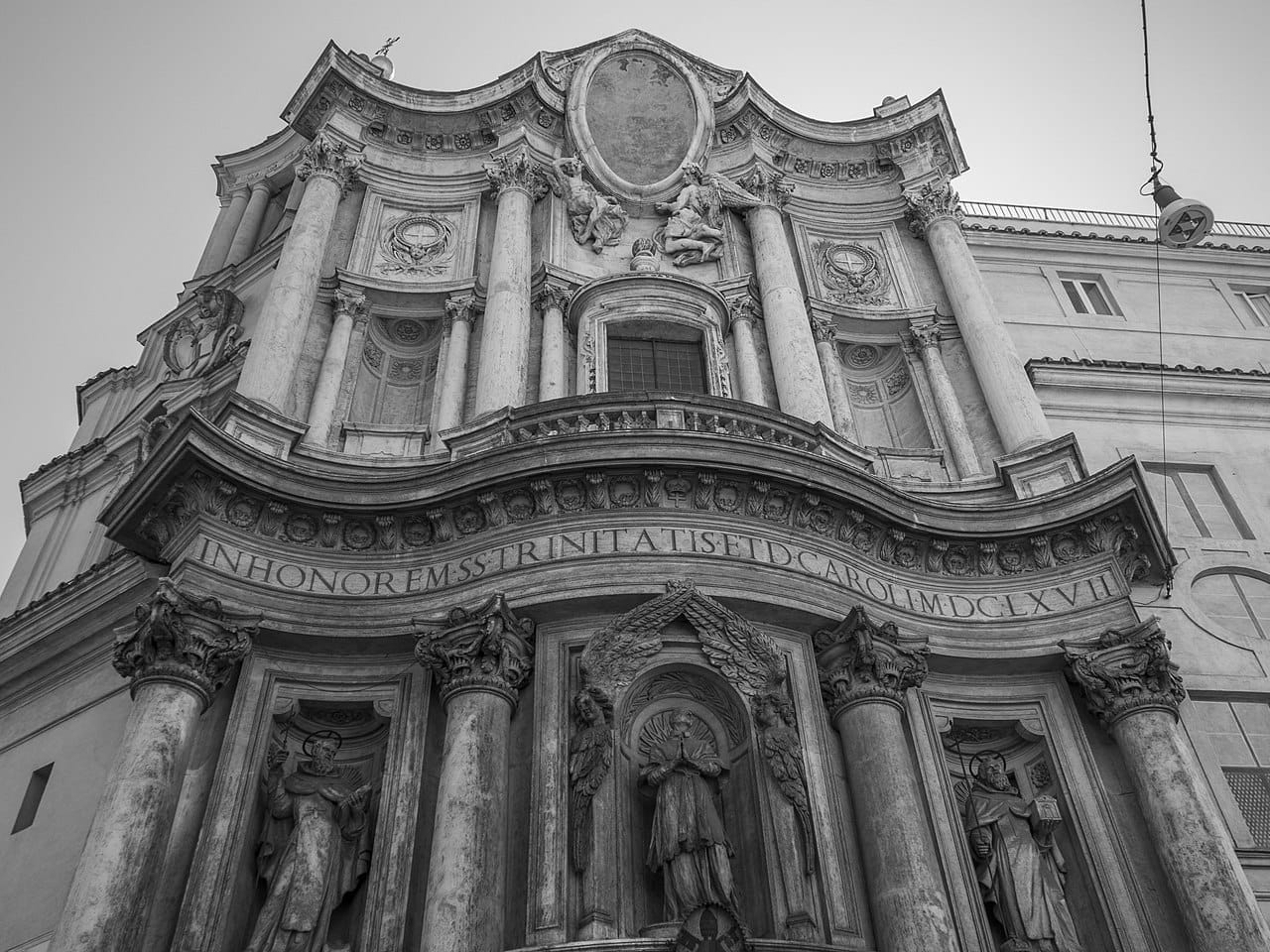 Facade of San Carlo alle Quattro Fontane in Rome.