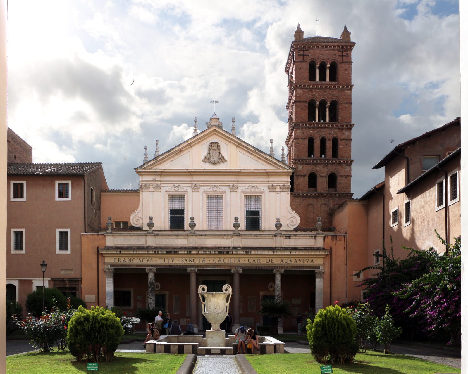 Exterior of Santa Cecilia in Trastevere in Rome.