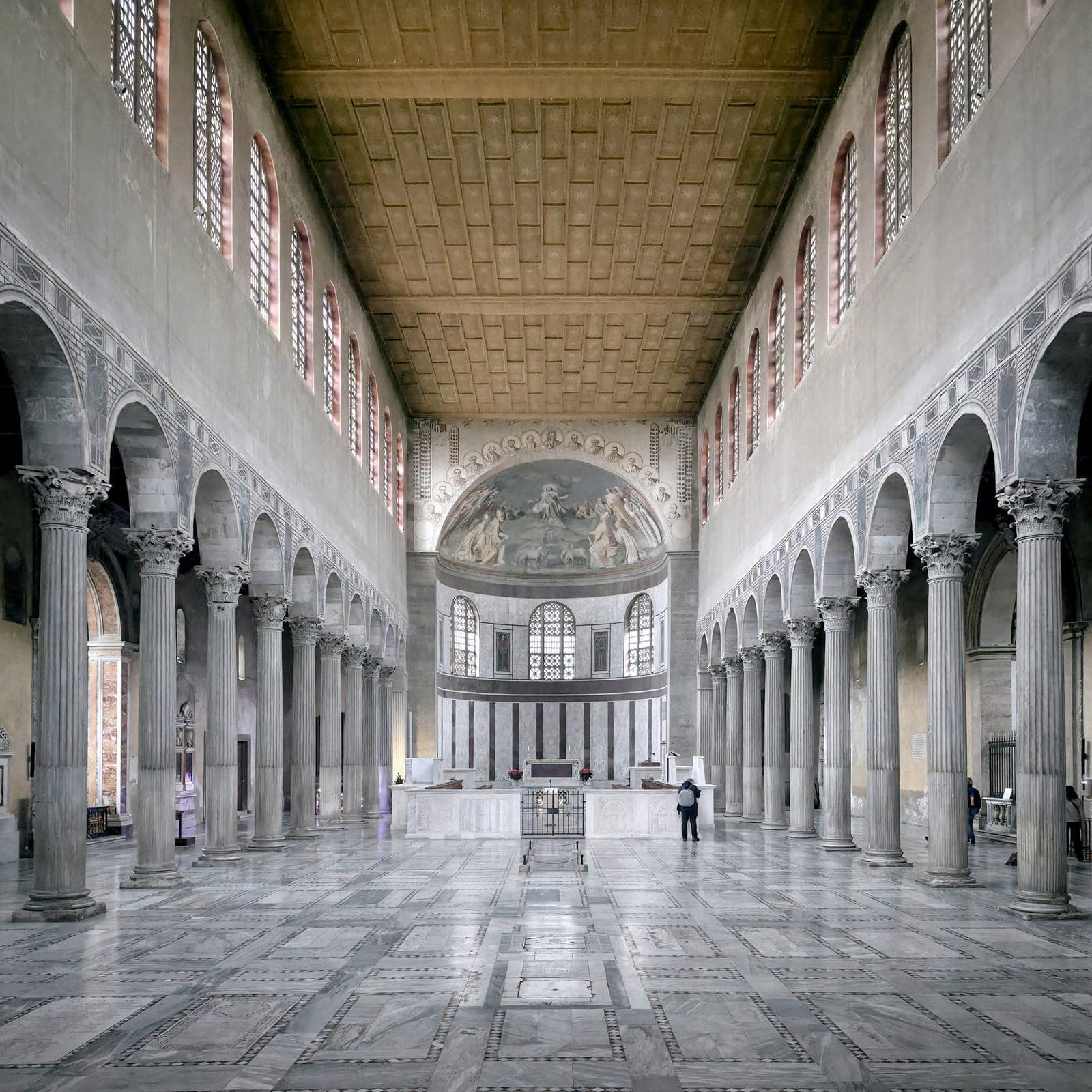 Long restrained nave of Santa Sabina on the Aventine in Rome. Featured image for An Aventine and Celio church walk that feels quieter than central Rome.